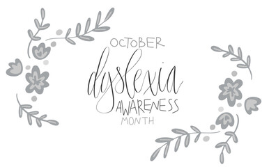 Dyslexia awareness month October, web banner template with handwritten calligraphy.