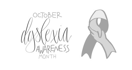 Dyslexia awareness month October, web banner template with handwritten calligraphy.