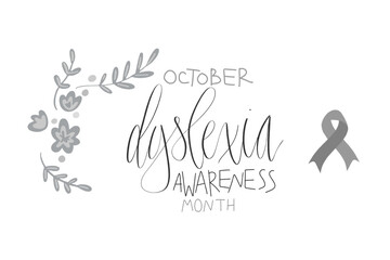 Dyslexia awareness month October, web banner template with handwritten calligraphy.