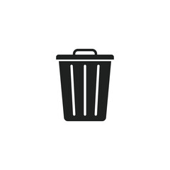 Black recycle bin trash bin on white background.