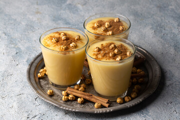 Traditional Turkish drink with roasted chickpea Boza or Bosa