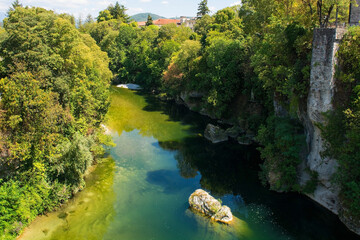 Fototapeta premium The Natisone River near the village of Cividale del Friuli in Udine Province, Friuli-Venezia Giulia, north east Italy 