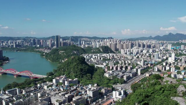Aerial photography of Liuzhou city landscape in Guangxi