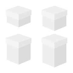 Realistic set of cardboard boxes. Front and perspective views. Vector illustration isolated on a white background. Can be used for food, medicine, cosmetics, 3d. Ready for your design
