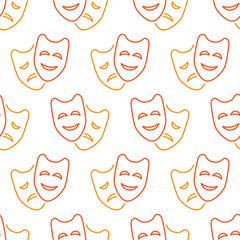 Theater mask seamless pattern with icons