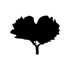 Tree black silhouette, plant vector illustration, tree flat design.