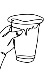 One continuous line drawing, sugar drink 