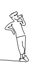 One continuous line drawing, drinking 