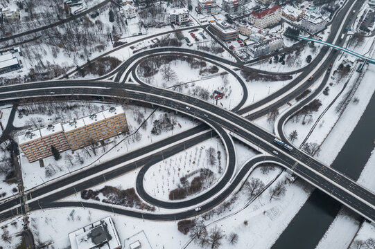 Winter view of Ostrava city in Czech Republic
