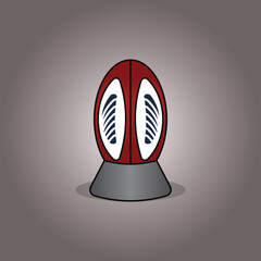 Rugby ball trophy icon vector, isolated on gray gradient background.