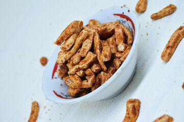 Basreng aka fried meatballs is a typical West Java snack. Usually mixed with dry spices, such as chili powder, so that the taste is more sticky.