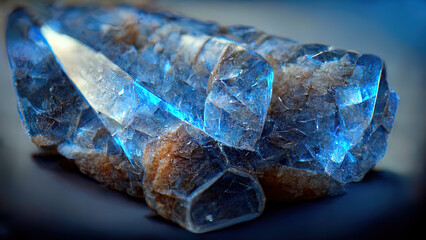 Blue crystals with dispersion. Precious stones. Beautiful background. Hi tech. AI. - obrazy, fototapety, plakaty