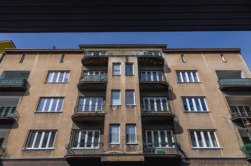Modernist apartment building from 1938 on Jagiellonska Street in Rzeszow city, Poland