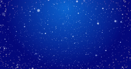 Naklejka na ściany i meble Image of snowflakes falling on blue background