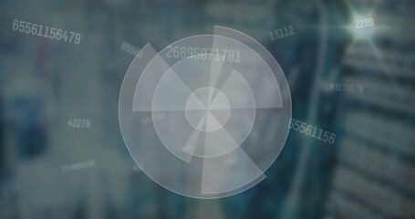 Image of scope scanning and numbers changing over computer server