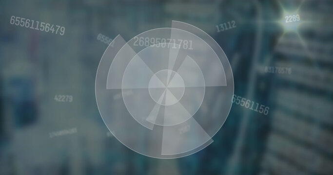 Image of scope scanning and numbers changing over computer server - Powered by Adobe