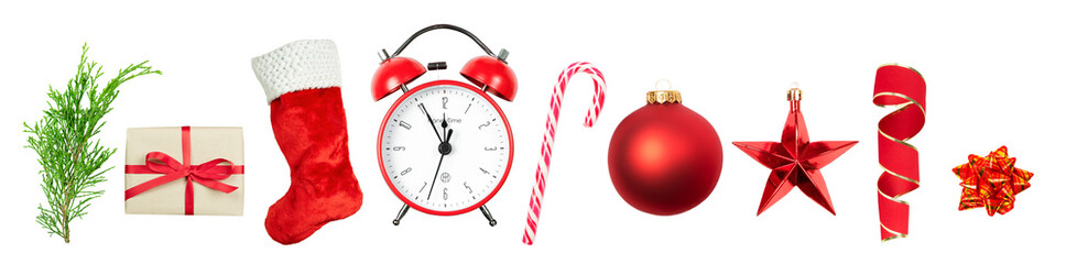 Horizontal banner from christmas toys set