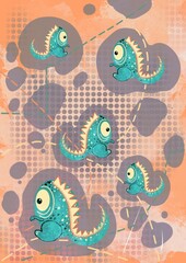 Fototapeta premium Abstract seamless pattern with cute dinosaur 