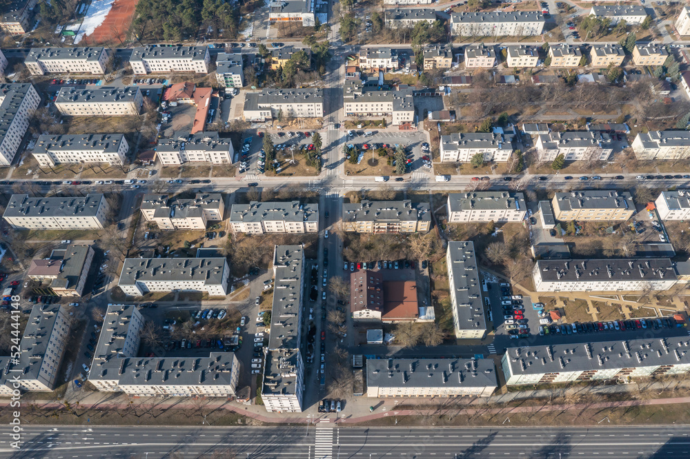 Poster Apartment buildings in Stalowa Wola city in Subcarpathia Province of Poland