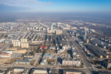Aerial drone view of Stalowa Wola city in Subcarpathia region of Poland