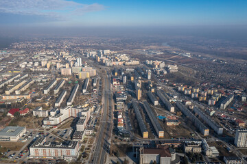 Fototapeta na wymiar Drone photo of Stalowa Wola city in Subcarpathia Province of Poland