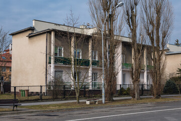 Fototapeta na wymiar Modernist apartment on Wyszynski Street in Stalowa Wola city, Poland