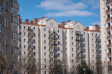 Apartment buildings from 90s in Goclaw area of Warsaw, Poland
