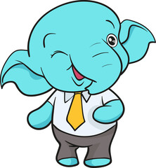 cute elephant cartoon mascot character
