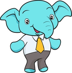 cute elephant cartoon mascot character