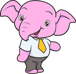 cute elephant cartoon mascot character