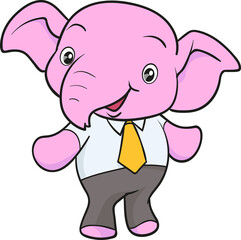 Obraz premium cute elephant cartoon mascot character
