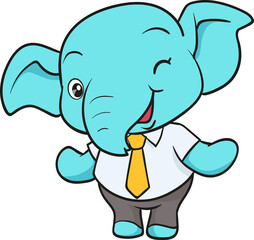 cute elephant cartoon mascot character