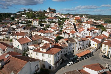 Fototapeta na wymiar Aerial drone view of Constancia in Santarem district, Portugal