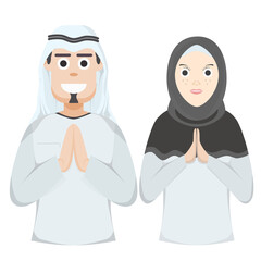 Couple Happy Eid Al Fitr Adha Ramadan Pose Give Wishing
