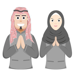 Couple Happy Eid Al Fitr Adha Ramadan Pose Give Wishing