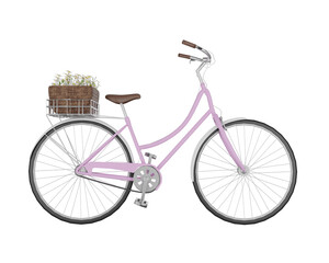 Vintage bicycle with  flowers in basket.