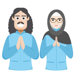 Couple Happy Eid Al Fitr Adha Ramadan Pose Give Wishing