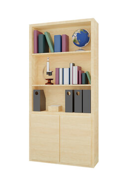 Shelf of documents at the class room .3D rendering