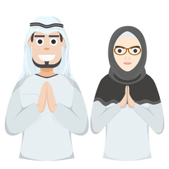 Couple Happy Eid Al Fitr Adha Ramadan Pose Give Wishing