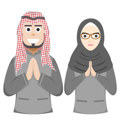 Couple Happy Eid Al Fitr Adha Ramadan Pose Give Wishing