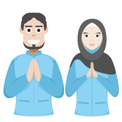 Couple Happy Eid Al Fitr Adha Ramadan Pose Give Wishing