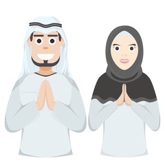 Couple Happy Eid Al Fitr Adha Ramadan Pose Give Wishing
