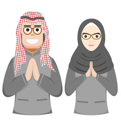 Couple Happy Eid Al Fitr Adha Ramadan Pose Give Wishing