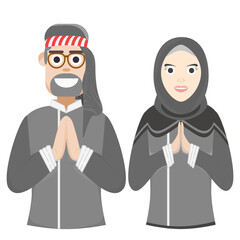 Couple Happy Eid Al Fitr Adha Ramadan Pose Give Wishing