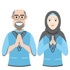 Couple Happy Eid Al Fitr Adha Ramadan Pose Give Wishing