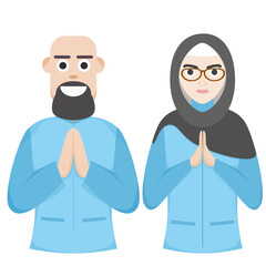Couple Happy Eid Al Fitr Adha Ramadan Pose Give Wishing