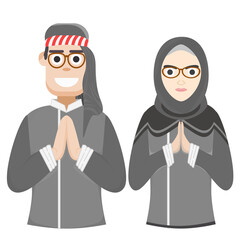 Couple Happy Eid Al Fitr Adha Ramadan Pose Give Wishing