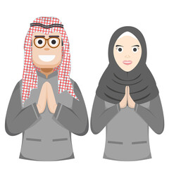 Couple Happy Eid Al Fitr Adha Ramadan Pose Give Wishing