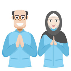 Couple Happy Eid Al Fitr Adha Ramadan Pose Give Wishing