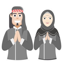 Couple Happy Eid Al Fitr Adha Ramadan Pose Give Wishing